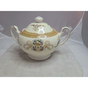 Alfred Meakin Festive Yellow Sugar w/ Lid Vintage